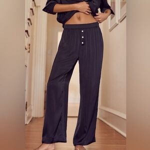 Anthropologie Silky Black Pajama Lounge Pants Size Large New With Tags